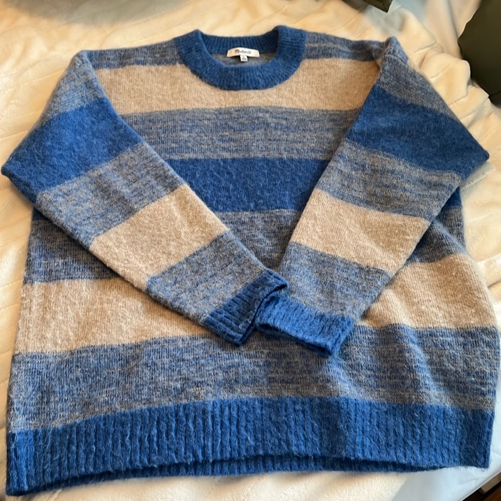 Madewell Otis spacedye pullover sweater, large, sky spacedye